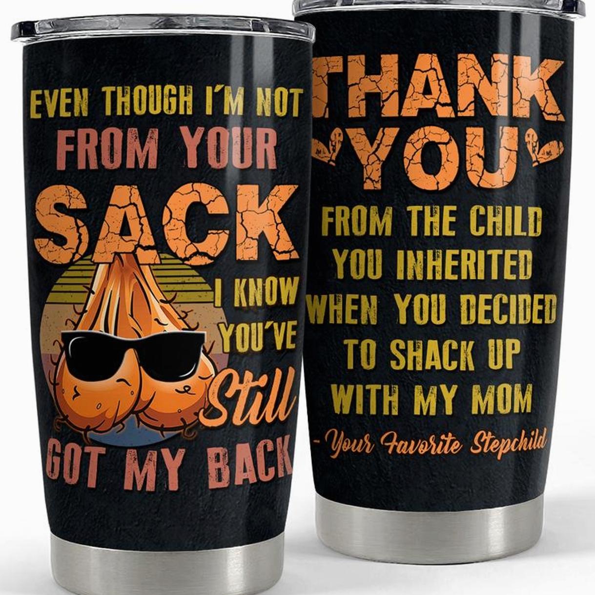 Sandjest Step Dad With Love 20oz Tumbler with Lid, Stainless Steel Insulated Vacuum Travel Coffee Cup Bonus Dad Husband Men Gift Father Day Christmas