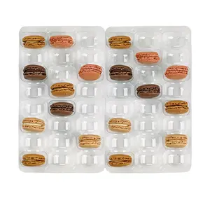 212 MAIN Disposable Macaron Inserts with Clip Closure, 48-Slot, Food-Safe, Recyclable Plastic Box, 14.17x10x1.18 in.