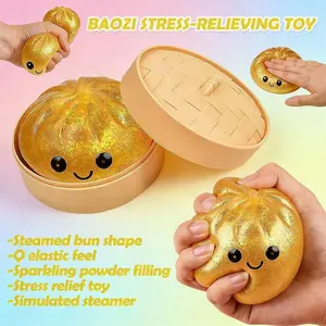 Colorful Crystal Buns Anti Anxiety Toy Simulation Food Squeeze Toys Low Rebound Anxiety-relieving Toy