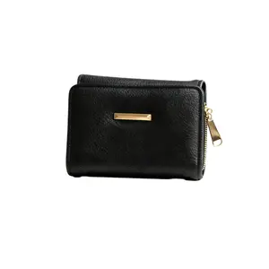 Women's PU Leather Wallet, Compact Multi-Card Slots Design with Gold Metal Accent, Zip-Around Card Holder & Coin Purse for Daily Use keychain