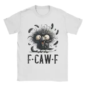 F Caw F Black Crow Black Bird Cotton Man T Shirt, Man Cotton T-Shirts,Men graphic tees,Soft Crew Neck Short Sleeve Tee for man Dad husband boyfriend him, Vintage Men's Top for Daily Wear,Birthday Christmas Valentine's Day Anniversary Halloween Holiday Gif