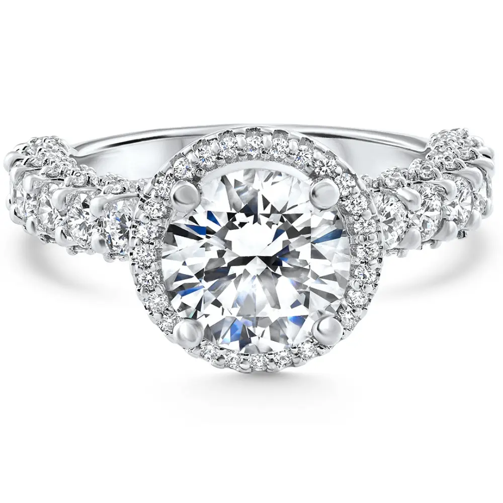Certified 3.52Ct Pave Round Diamond Engagement 14k White Gold Lab Grown
