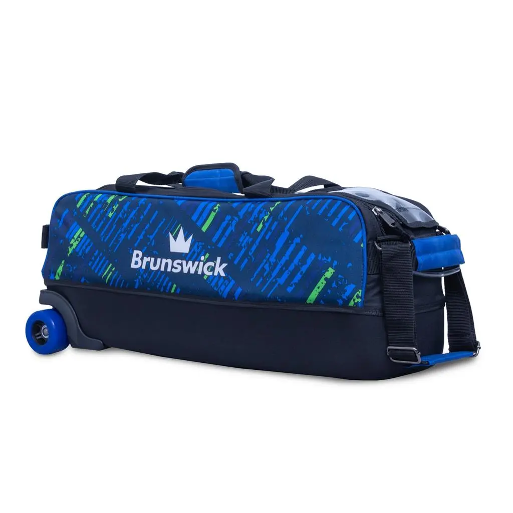 Brunswick Punisher Triple Tote Rolling Bowling Bag - Durable Construction, Holds 3 Balls for Tournament Travel, Rolls with You
