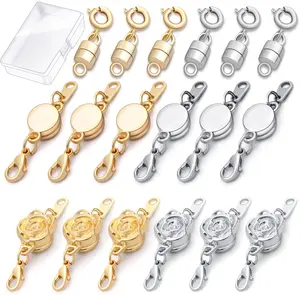 18 count 3 Styles  Necklace Clasps and Closures, Rose Round Cylindrical   Clasp Connector Locking  Clasp Bracelet Extender for  Making (, )