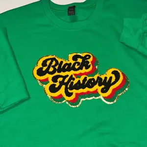 Black History Chenille Patches Iron On - Historical Design for Customizable Patchwork