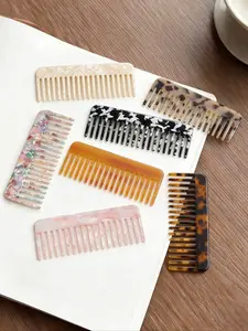 1pc Simple Leopard Print Cow Pattern Acetate Comb, Daily Hair Styling Anti-Static Large Teeth Smooth Comb, No Damage Hair Care Tool, Hair Styling Combs