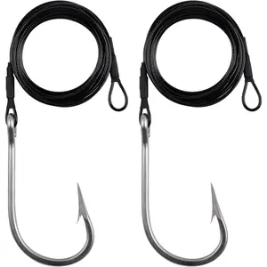 Fishing Shark Rigs Surf Fishing Stainless Steel Cable Leader Wire with Tuna Shark Hooks Saltwater Deep Sea Big Fish Shark Leader Rig
