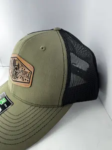 Richardson 112 RE We The People Trucker Hat - Olive Green Mesh Back with Leather Patch & Recycled Fabric