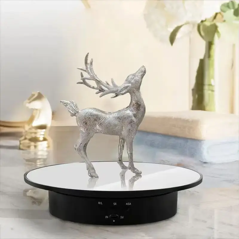 Motorized Rotating Display Stand, 7.87inch/17.6lbs Load, 360 Degree Electric Rotating Turntable for Photography Products, Jewelry, with 5 Colors Backgrounds, Mirror Cover (Rechargeable)