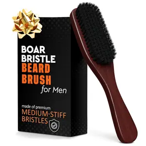 Boar Bristle Beard Brush for Men Boar Bristle Hair Brush for Beard Straightener Soft Bristle Hair Brush - Mens Beard Grooming Brush for Thick Hair