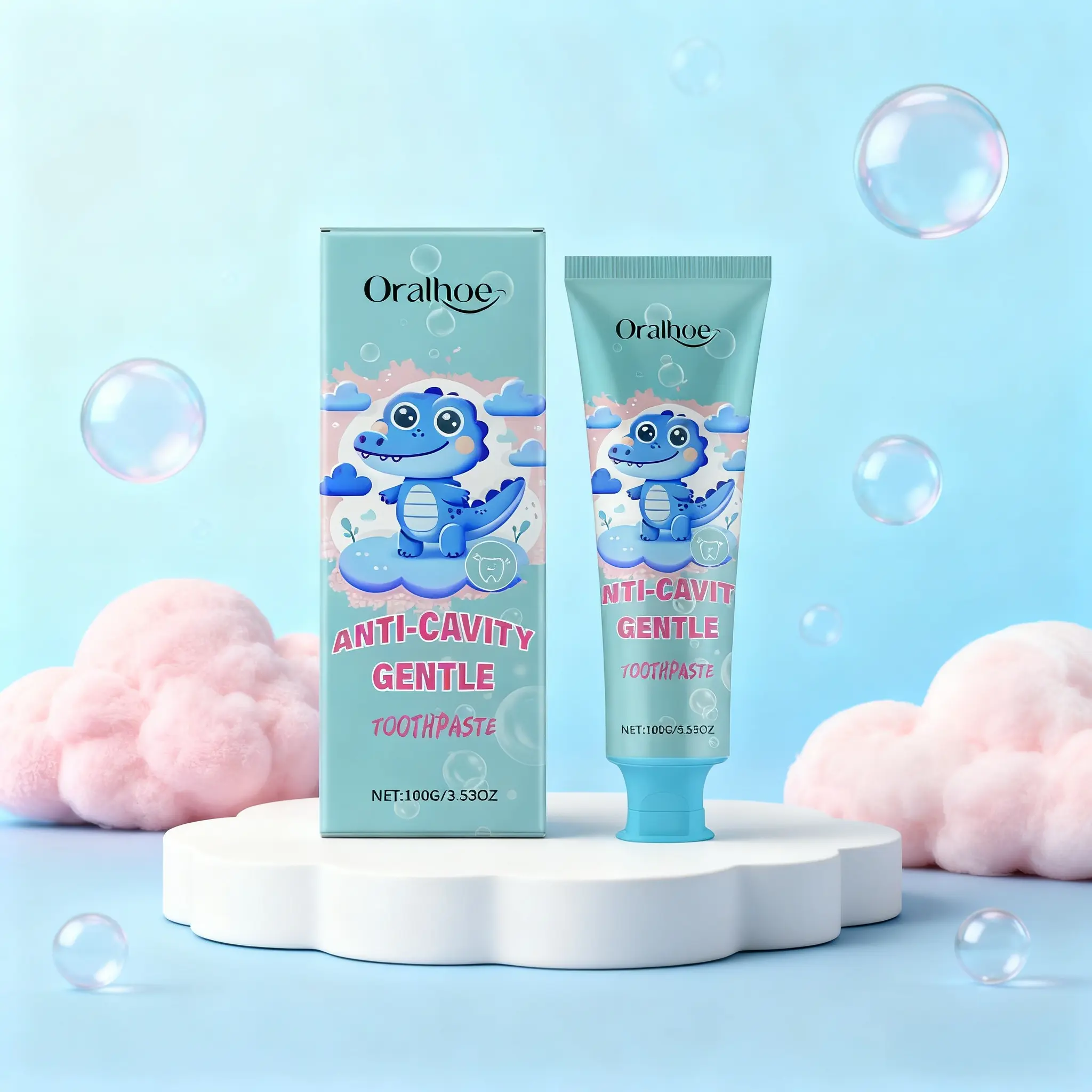 Oralhoe Children Toothpaste, Kid Toothpaste, Toddler Toothpaste Fluoride Free, Gentle Cleaning, Non-Irritating, Sensitive, Prevents Cavities, Promotes Oral Health, Keeps Teeth Clean, Prevents Gum Problems, Fluoride Free Formula, Fluoride Free Toothpaste