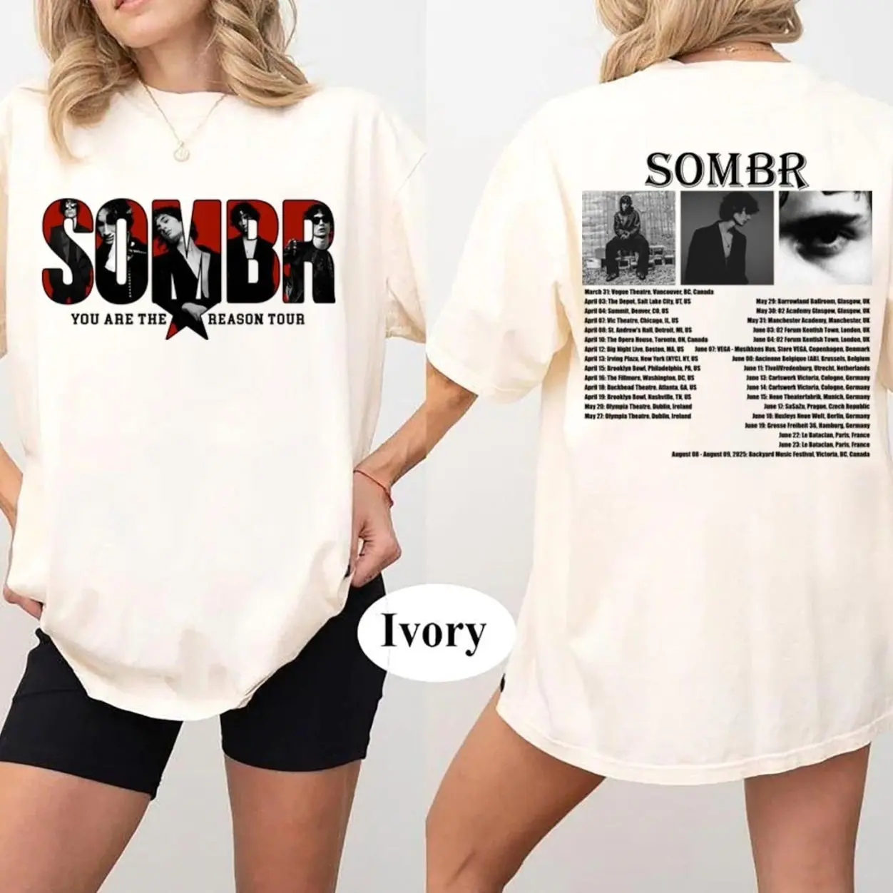 Sombr You Are The Reason Tour Shirt, 2-Sided Concert Dates Graphic Sweatshirt, Sombr World Tour Music Fan Bootleg Tee T-Shirt, Gift For Fan WRT