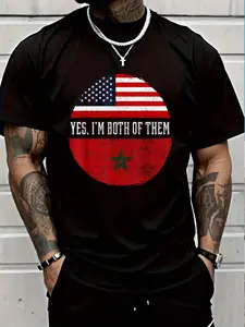 100% Cotton USA Flag Morocco Heritage DNA T-Shirt Women's Men's Graphic Tee Crew Neck summer vacation Tops