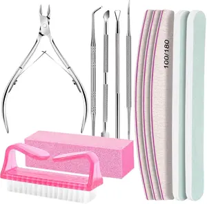 Professional Nail Care Kit with 3 Nail Files 100/180, Buffer Block, Cuticle Nippers, Trimmer, Pusher, Pedicure & Manicure Tools for Women