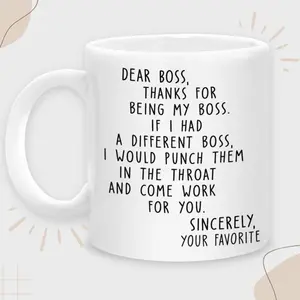 Dear Boss 11oz 15oz Ceramic Mug, Reusable Coffee Cup, Washable Ceramic, Ideal for Best Friends, Sisters, Family Members, Coworkers Drinkware Tumbler Reuse NA5