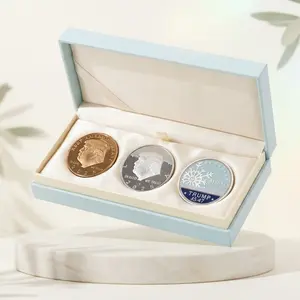 3PCS Exquisite Metal Collectible Medallion Set - Holiday Theme Snowflake & Eagle Embossed Decorative Gift