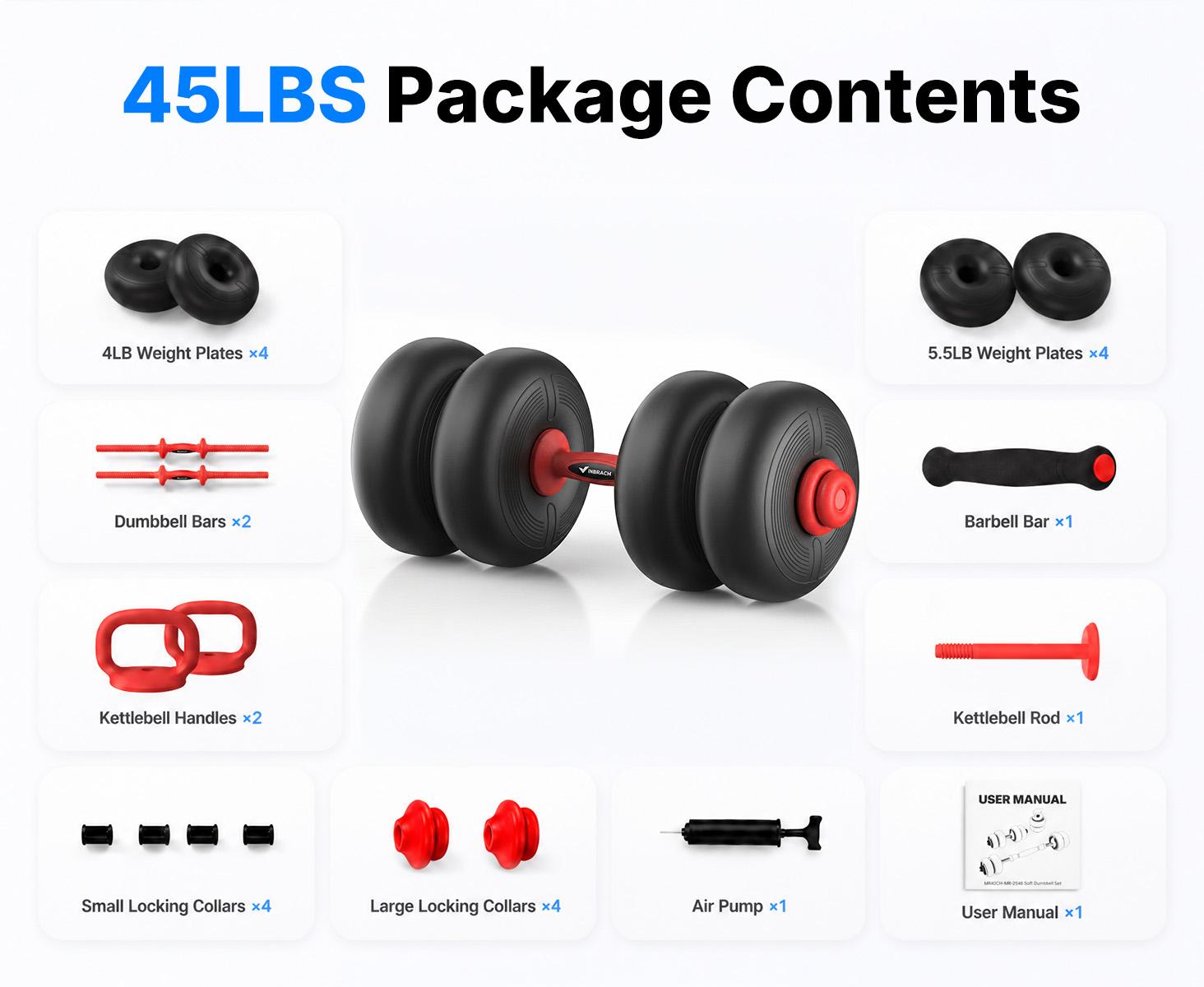 Merach 5-in-1 Dumbbell Set 4-45lbs Adjustable, Weight Dual Safety Locks and Skin-Safe Surface, Floor-Friendly Design for Home Gym Exercise Training Merach 5-in-1 Dumbbell Set 4-45lbs Adjustable, Weight Dual Safety Locks and Skin-Safe Surface, Floor-Friendly Design for Home Gym Exercise Training