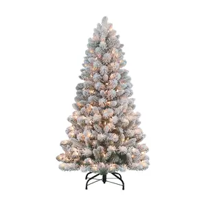 Puleo Pre-Lit 4.5' Flocked Virginia Pine Christ mas Tree