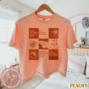 When The Rich Rob The Poor It's Called Business Cropped Women's Boxy Tee Nature Art Political Protest Gift For Social Justice Activist