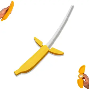 Banana Sword Set, 3D Printed Ninja Katana, Smooth Retractable Toy Knife, Space-Saving Plastic Fake Samurai Sword for Decoration or Gift
