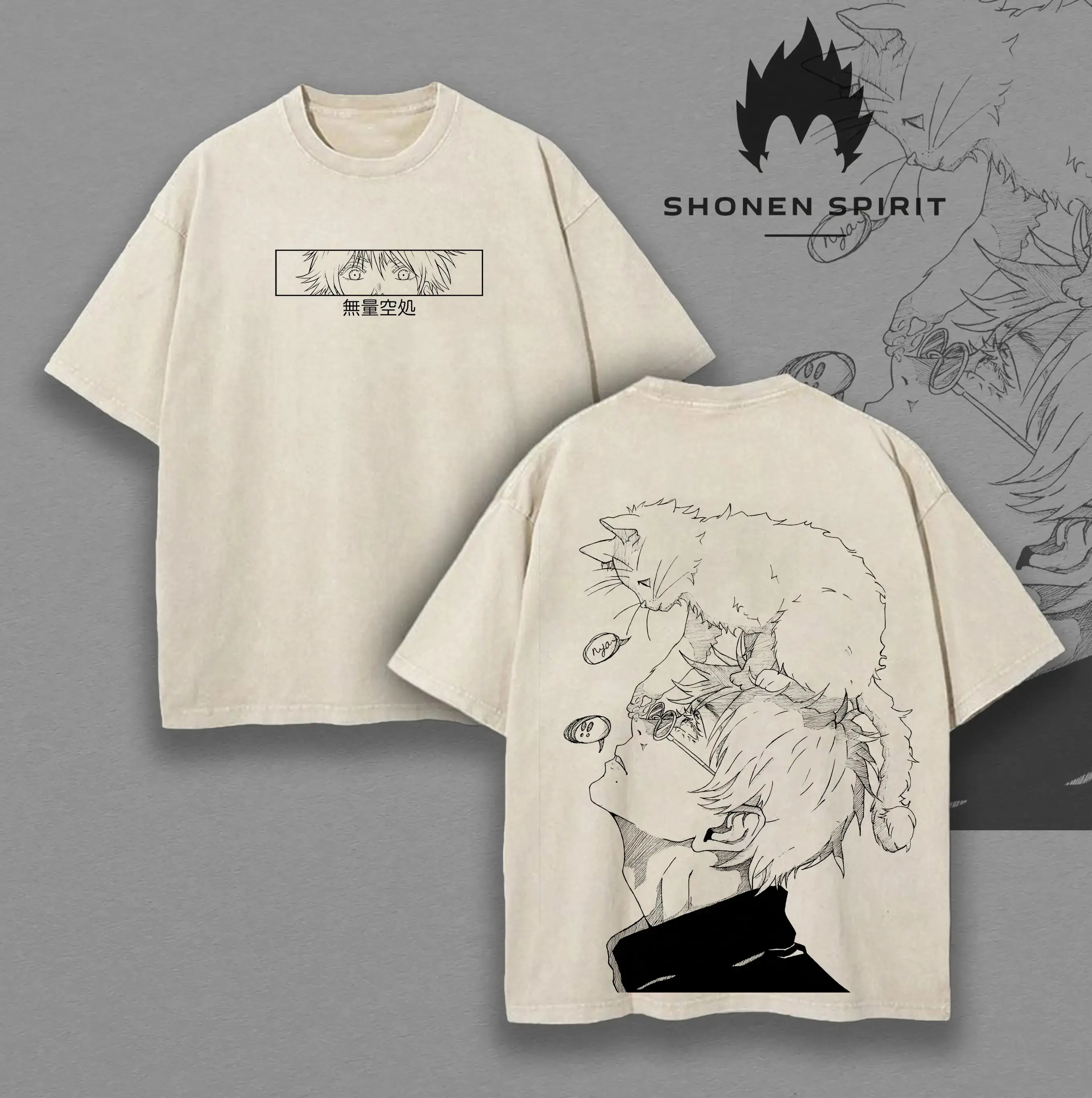 Jujutsu Kaisen Satoru Gojo T-Shirt - The Honored One Gojo JJK Acid Wash Black Vintage Style T-shirt, Anime Inspired Tee, Gojo Cosplay Cool Shirt For Boys Streetwear Tops