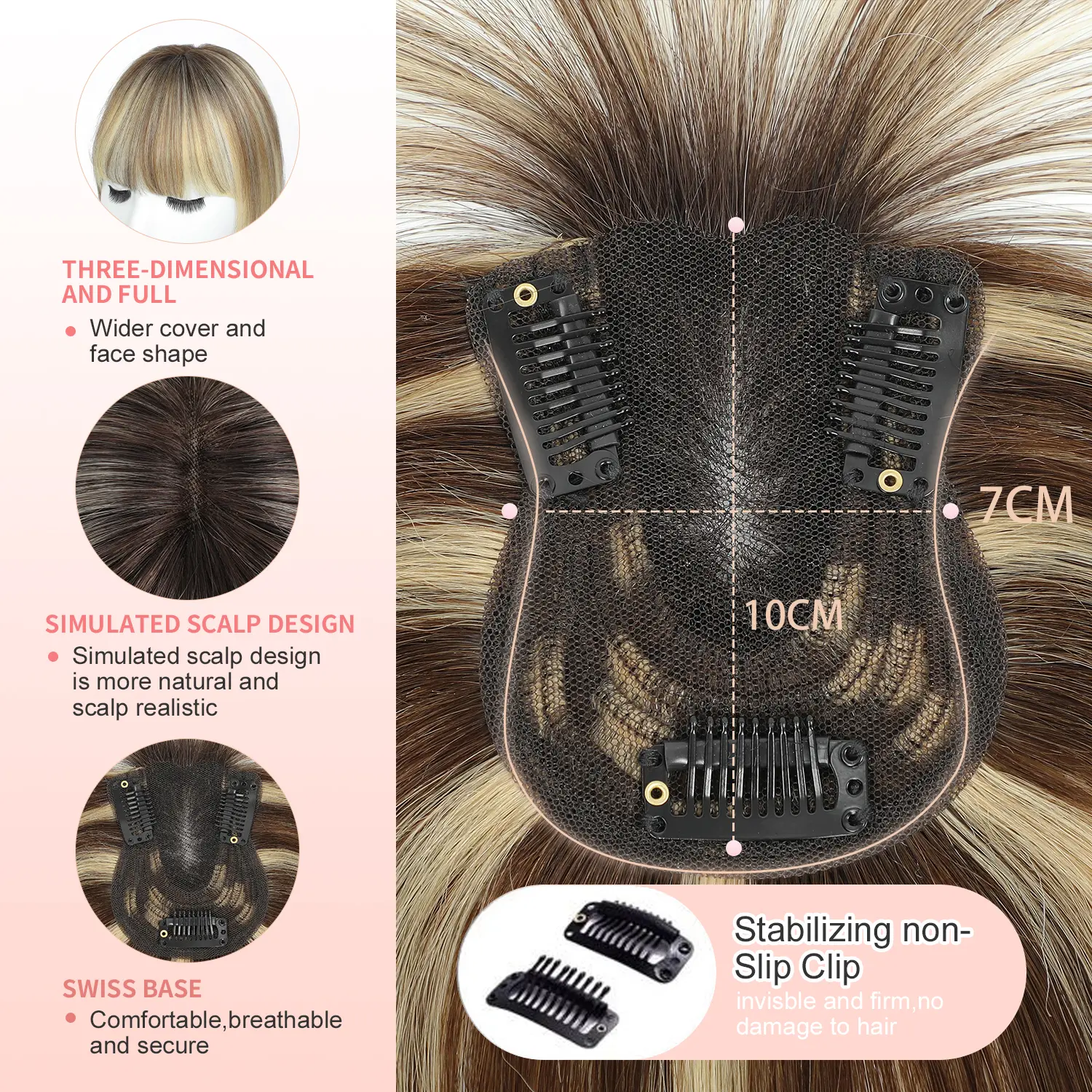 14 Inch Human Hair Topper Clip In Lightweight Secure Hold Thinning Hair Amazon.com : FEIPRO Short Hair Toppers for Women, Real Human  main image 2
