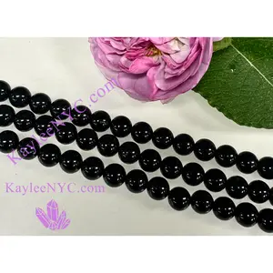 3 strands 8mm Natural Black Tourmaline Beads