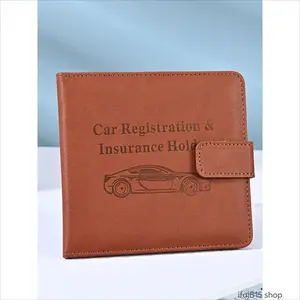 Leather Car Registration & Insurance Holder, Slim PU Document Wallet with Multiple Card Slots and Secure Snap Closure, Compact Glove Box Organizer for Men Women, Travel Road Trip Car Accessory Essential
