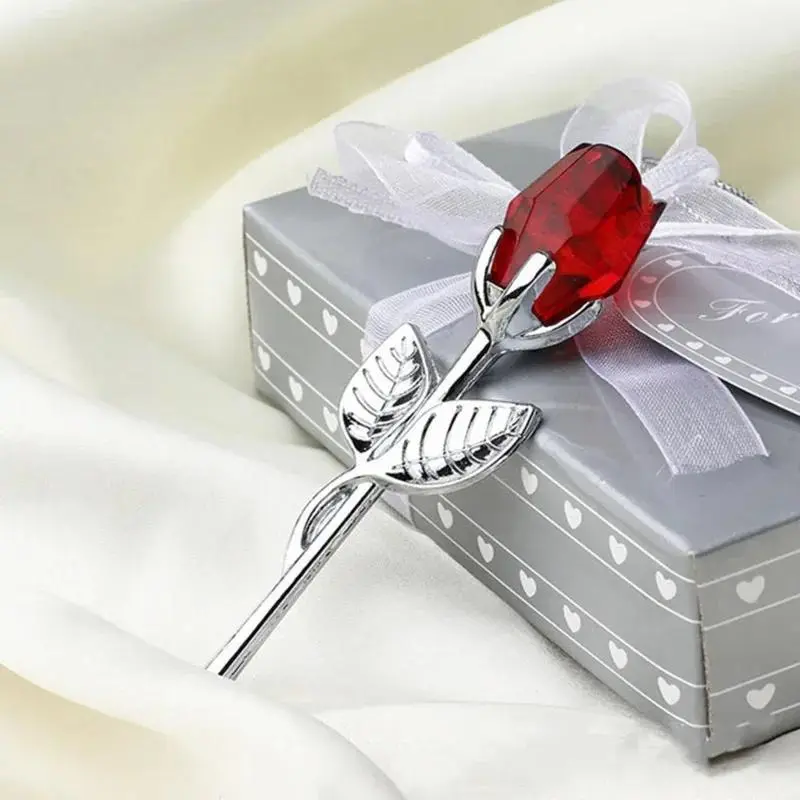 Gold Silver Stem Crystal Glass Forever Rose, All Occasion Gift for Valentine Christmas Birthday, Ideal Present for Girlfriend Elders & Wedding Favor Decor