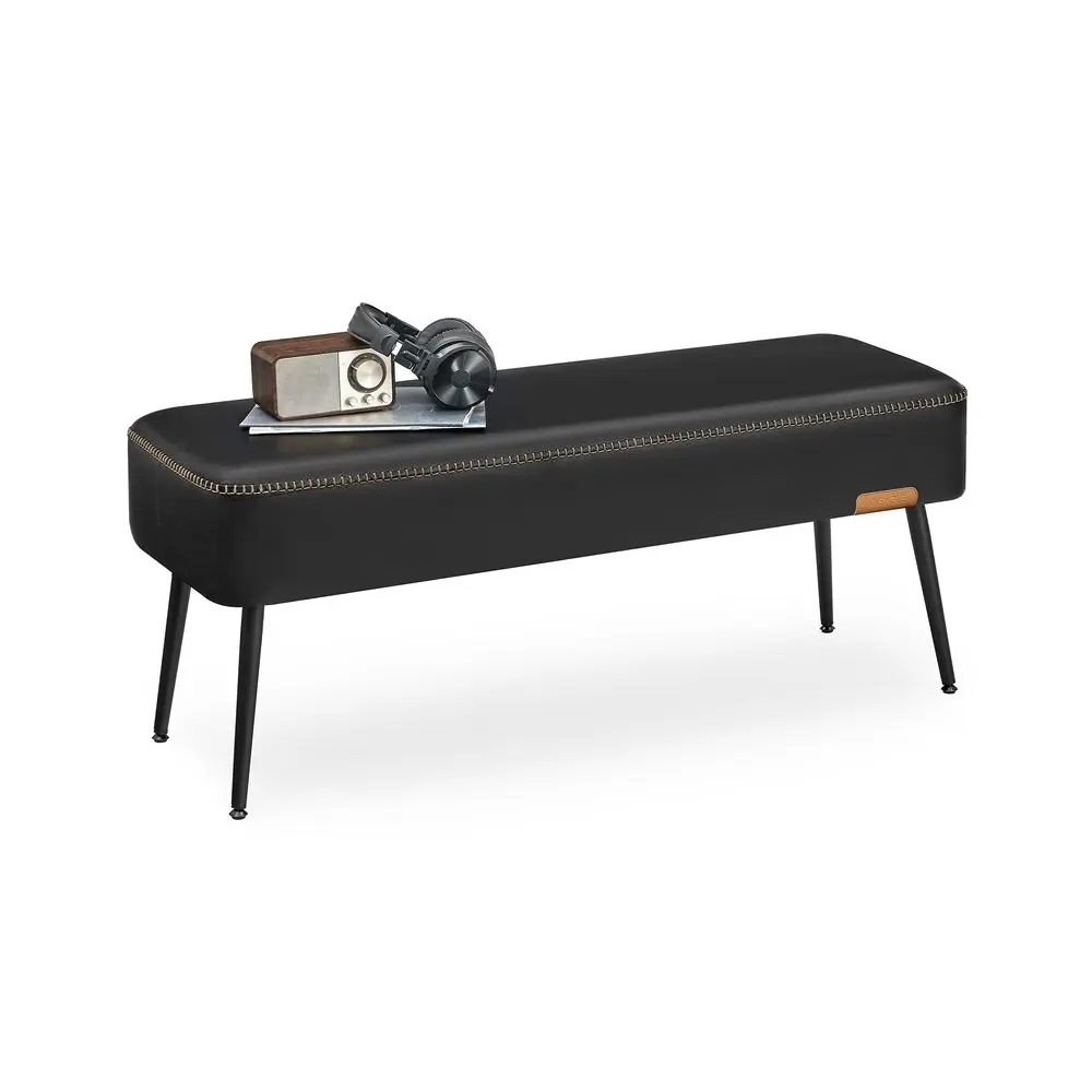 VASAGLE EKHO Collection - Bench for Entryway Bedroom, Synthetic Leather with Stitching, Ottoman Bench with Steel Legs, Living Room, Mid-Century Modern, Loads 660 lb