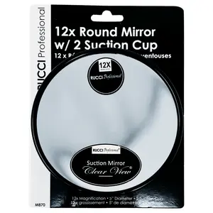 12X Magnifying Makeup Mirror with Suction Cups – 5" Portable Vanity Mirror for Tweezing, Eyeliner, and Skincare by Rucci