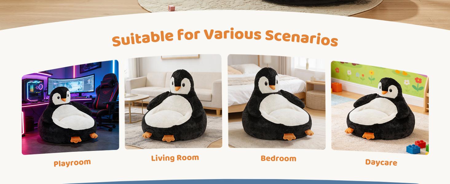 Bean Bag Chair, Stuffed Toddler Couch with Faux Rabbit Fur Cover for Teens & Kids, Comfy Lazy Sofa Chair for Reader, Living Room, Bedroom