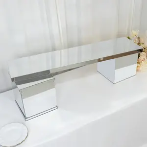 Silver Plexiglass Connector Plate for Rectangular Pillar Pedestal