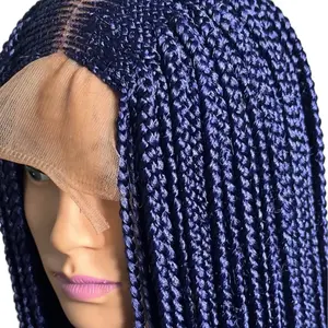 Cornrows Braided Wig - Dark purple , Synthetic Hair, Lace Front, Natural Look, Easy to Style, Perfect for Daily Wear