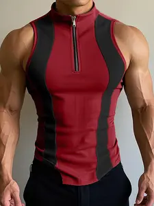INCERUN Men's Fashion Printed Zipper Vest, Sleeveless Sports Vest, Sleeveless Gym Tops, Gym Clothing, Workout Apparel, Streetwear Style, Casual Summer Top, Comfortable and Stylish, Perfect for Daily Wear