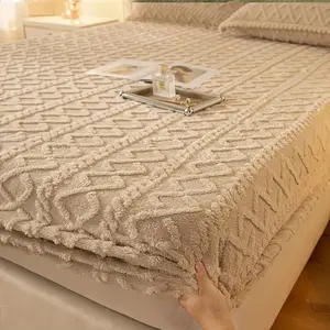 1 Piece Striped Taffeta Bed Skirt - Warm & Thick Polyester Jacquard Weave, Machine Washable, 200-250g/m², ≤25cm Height (No Pillowcase) for Bedroom/Dorm/Student Use