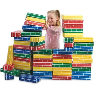 Kids Primary Building Bricks - 24 Pack Cardboard Blocks, Each 9" x 4" x 2"