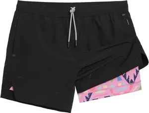 Mens Running Shorts with Compression Liner 5" Quick Dry Workout Shorts Anti-Chafe Gym Shorts 2 in 1 Athletic Shorts(Gift)