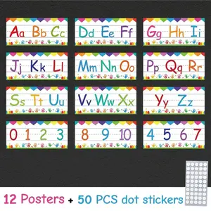 12-Piece Alphabet and Number Line Set, Colorful Wall Decor, Phonics and Counting Borders, Ideal for Kindergarten and Elementary Classrooms