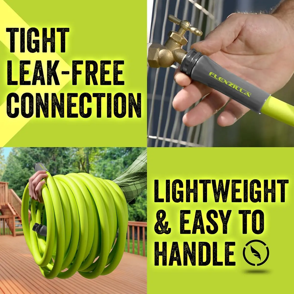 Flexzilla Garden Hose 5/8 in. x 50 ft. - Premium Hybrid Polymer Garden Hoses & Reels Component, Lightweight, All-Weather, Easy to Handle, Durable, Flexible, Leak-Free Connections for Car Washing & Maintenance