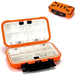 Portable Hard Waterproof Orange 1pcs Fishing Tackle Box Bait Storage Case for Hooks Lures Baits Swivels Jigs Sinkers for Vest Casting Fly Fishing