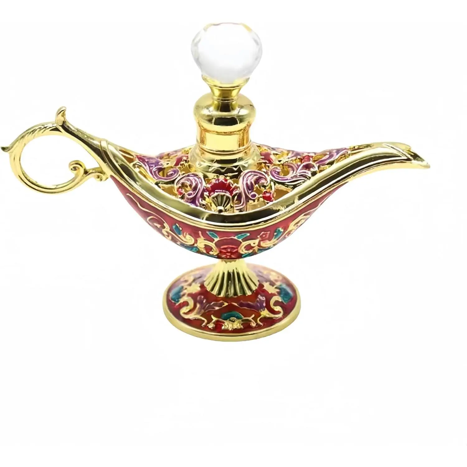Pretty God's lamp Vintage Perfume Bottles Empty Refillable for Women, Ornate Glass Decor Perfume Vial, Egyptian Antique Crystal Decorative Essential Oil Bottles (/Red)