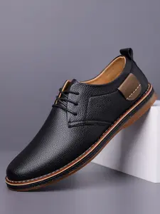 Men's Large Size Casual Oxford Shoes, Business British Style Handmade Stitching Leather Shoes, All Season Formal Men's Footwear
