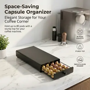 Coffee Capsule Drawer Organizer: A space-saving capsule organizer with smooth-gliding drawers and a sturdy base, designed for coffee machines