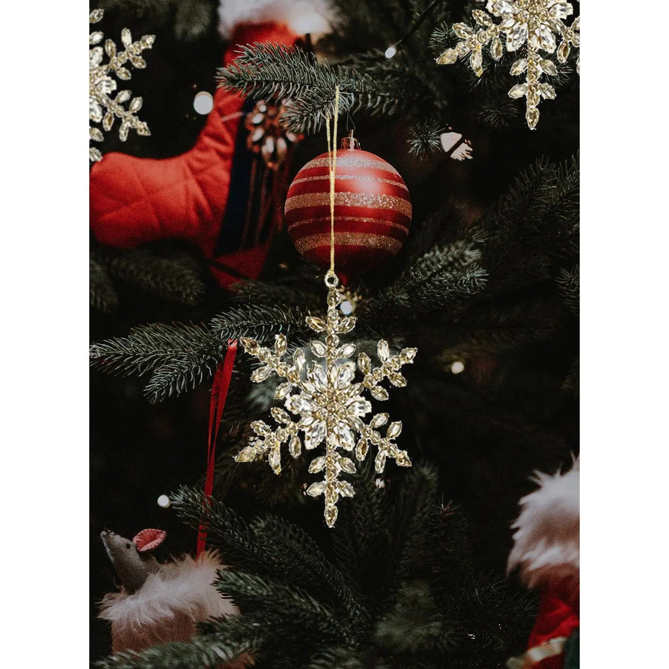 Gold Snowflake Ornament, 6" Diameter, Set of 4