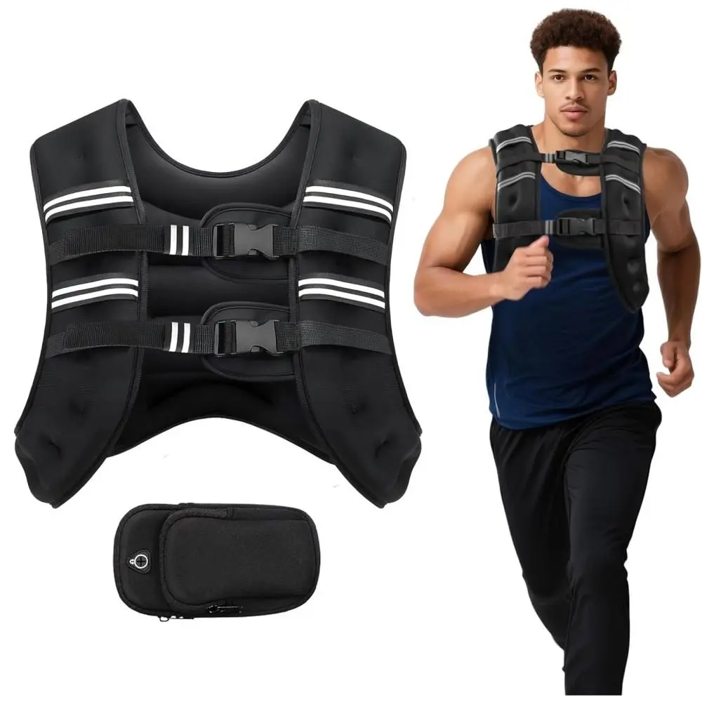 Multi Pound Weighted Vest 8LB 12LB 16LB 20LB 25LB Adjustable Breathable Training Vest Fitness Gear For Running Calisthenics Gym Outdoor Workouts(25IB)