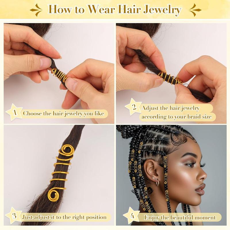 255 count  Hair  for Braids, 38 Styles Loc  Hair Charms for Women Men, Metal  Hair Cuffs Rings Clips for Dreadlock Accessories Hair Braids  Decorations()