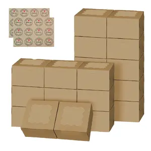 24set/48set Bakery Boxes with Window,Paperboard Treat Boxes for Cookies, Pastry, Cookies, Strawberries, Macarons