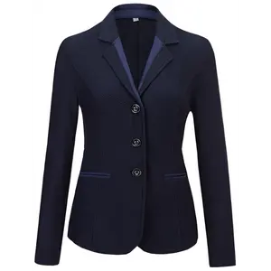 Elegant Women's Equestrian Jacket - Breathable, Lightweight & Stretchy Mesh Fabric, Long Sleeve, Button-Up Riding Coat for Spring/Summer