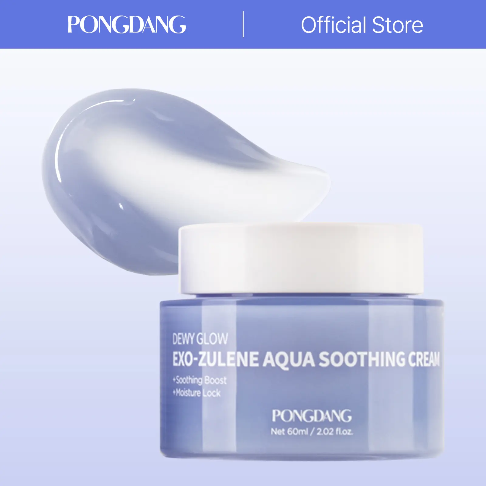 FREE GIFT - [PONGDANG] Dewy Glow Exo-Zulene Aqua Soothing Gel Cream (2.02 fl.oz/60ml) - Lightweight Daily Sunscreen Moisturizer for Soothing, Radiance, Uneven Skin Tone - Korean Skincare Facial Massage Cream, Serum
